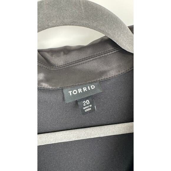 Torrid Womens Mini Tuxedo Dress Plus Size 20 Black Long Sleeve Short Tie Belt - Picture 6 of 13